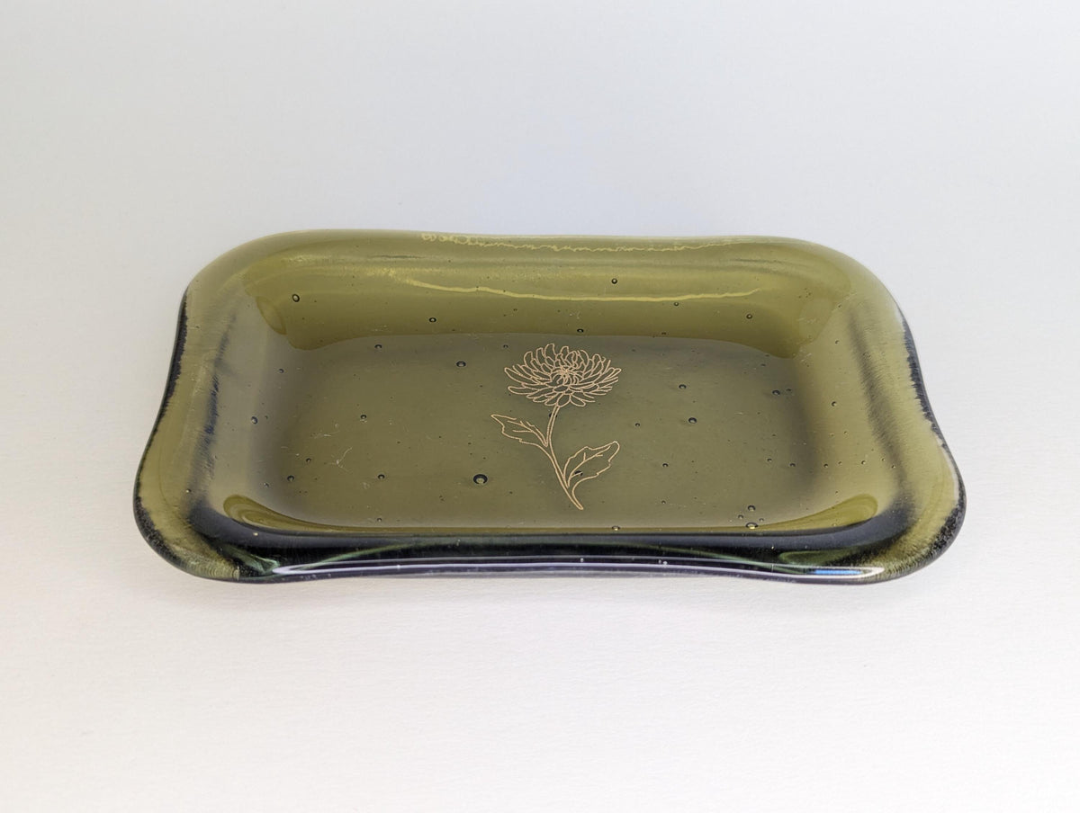 Trinket Tray - Gold Flower