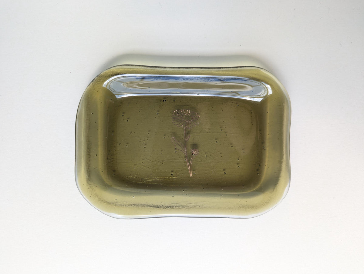 Trinket Tray - Gold Flower
