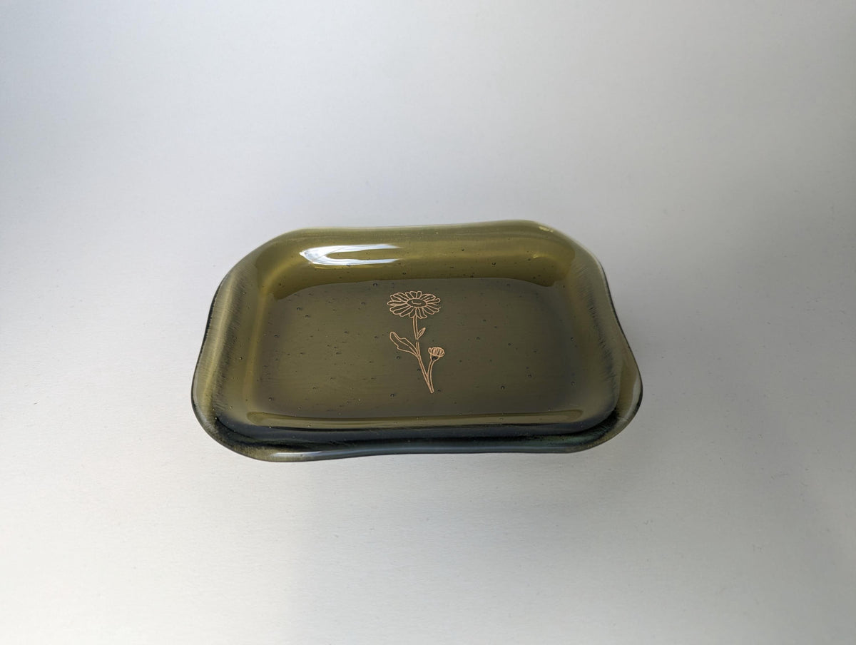 Trinket Tray - Gold Flower