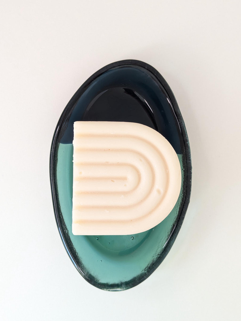 Handmade Fused Glass Soap Dish – Navy Teal Color Block Bathroom Decor