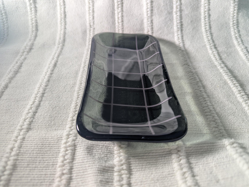 Grid Catchall Tray - Gray and Purple
