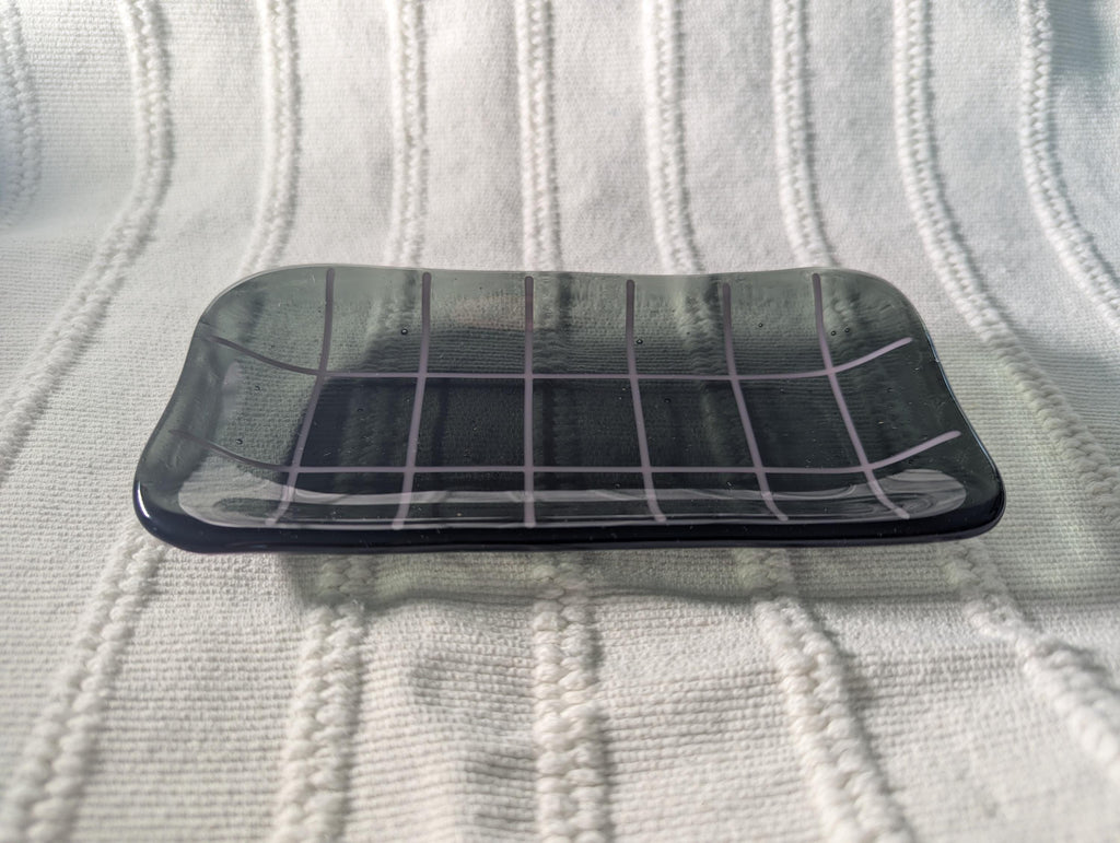Grid Catchall Tray - Gray and Purple