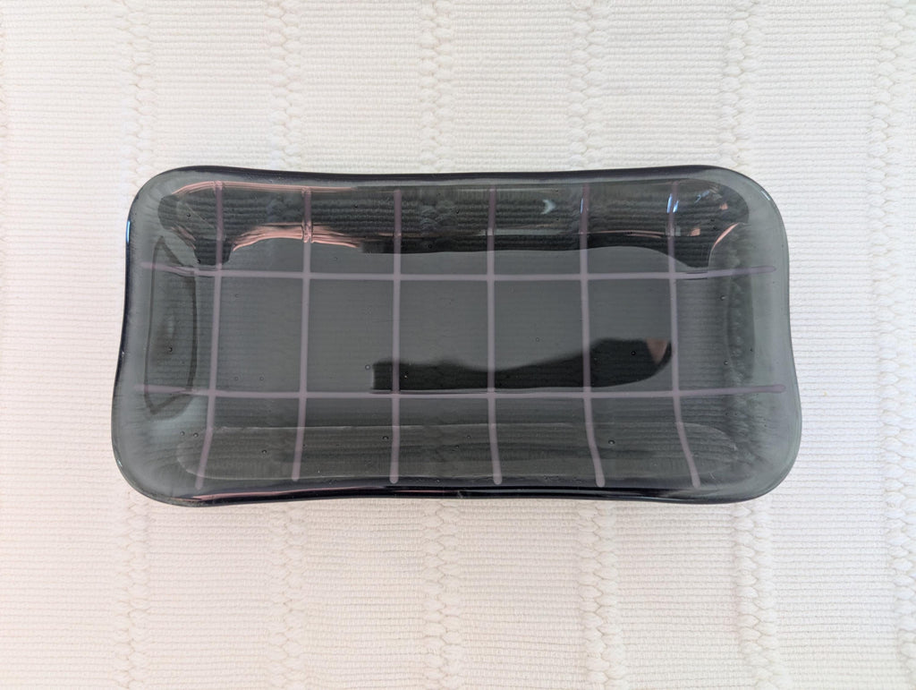 Grid Catchall Tray - Gray and Purple
