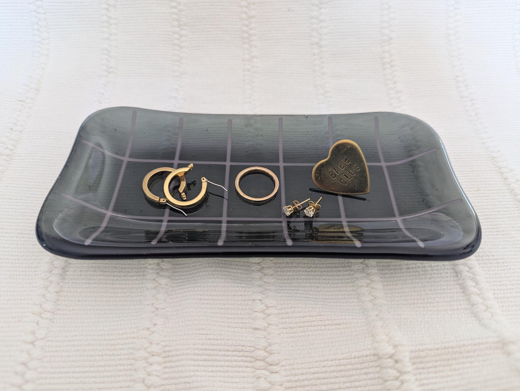 Grid Catchall Tray - Gray and Purple