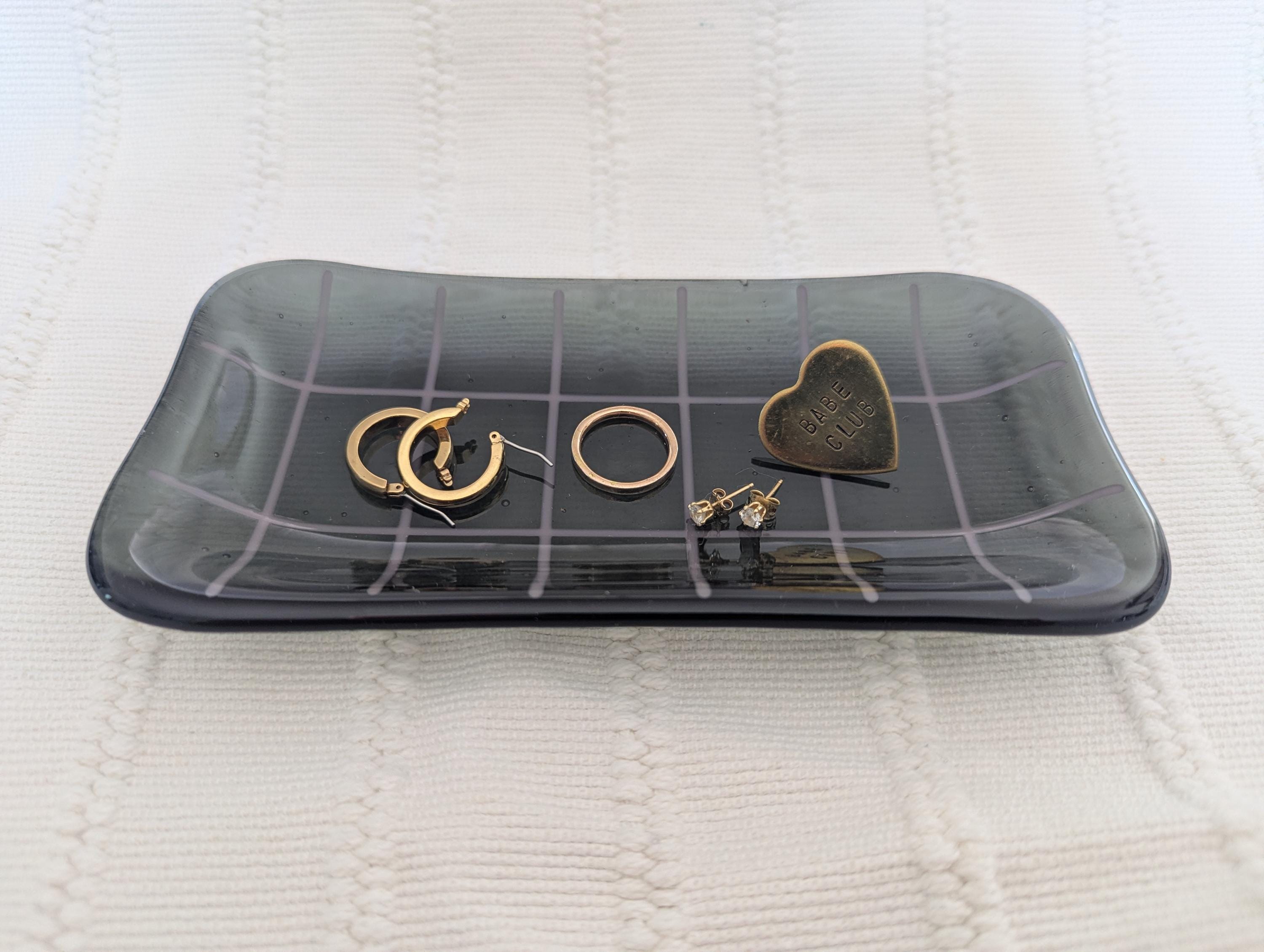 Grid Catchall Tray - Gray and Purple