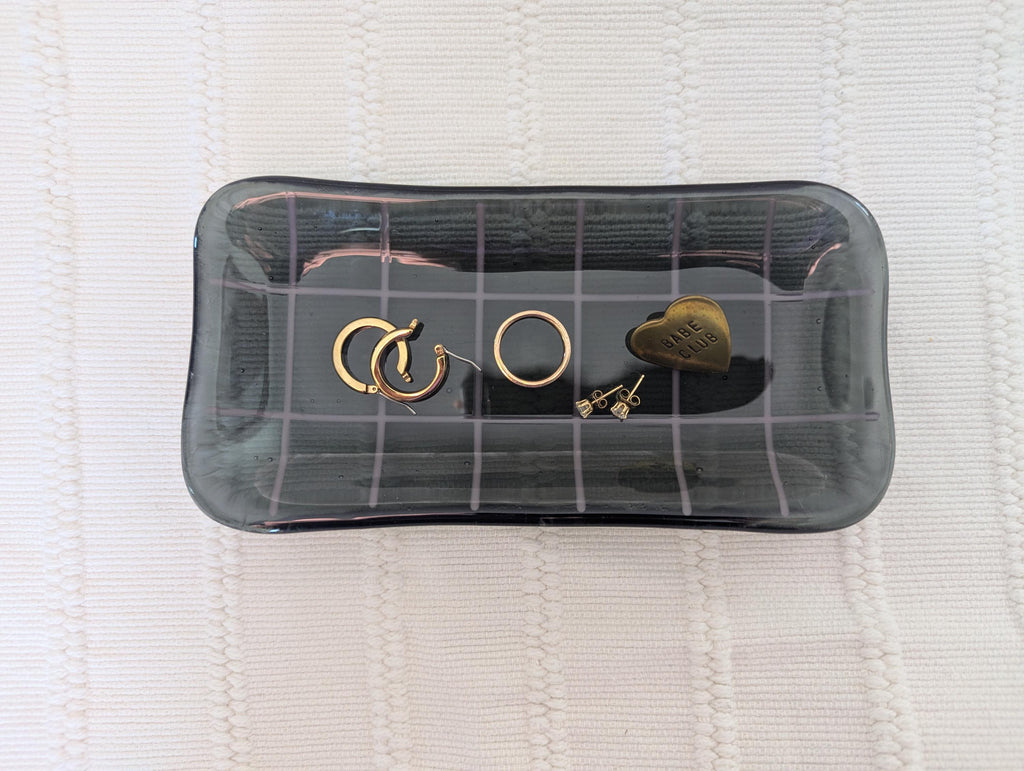 Grid Catchall Tray - Gray and Purple