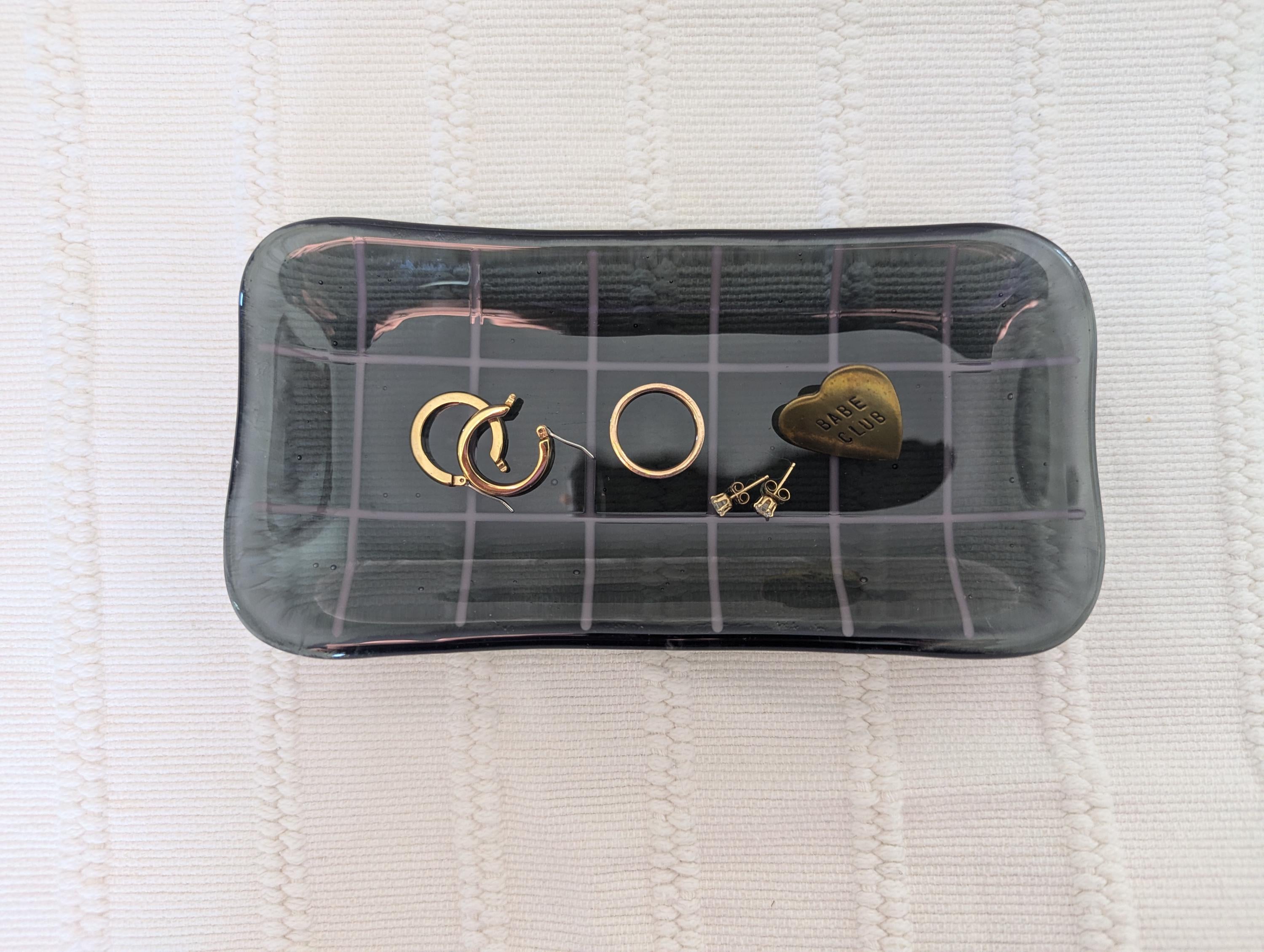 Grid Catchall Tray - Gray and Purple