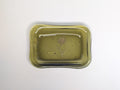 Light Olive Fused Glass Dish with Gold Flower